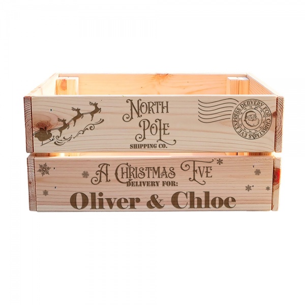 Personalised Christmas Eve Crate Engraved Pine Crate